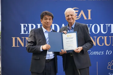 A mentor certificate presentation at the launch celebration.